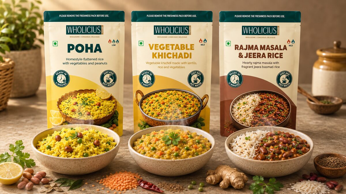 The Starter Pack: Poha, Vegetable Khichadi and Rajma Masala & Rice