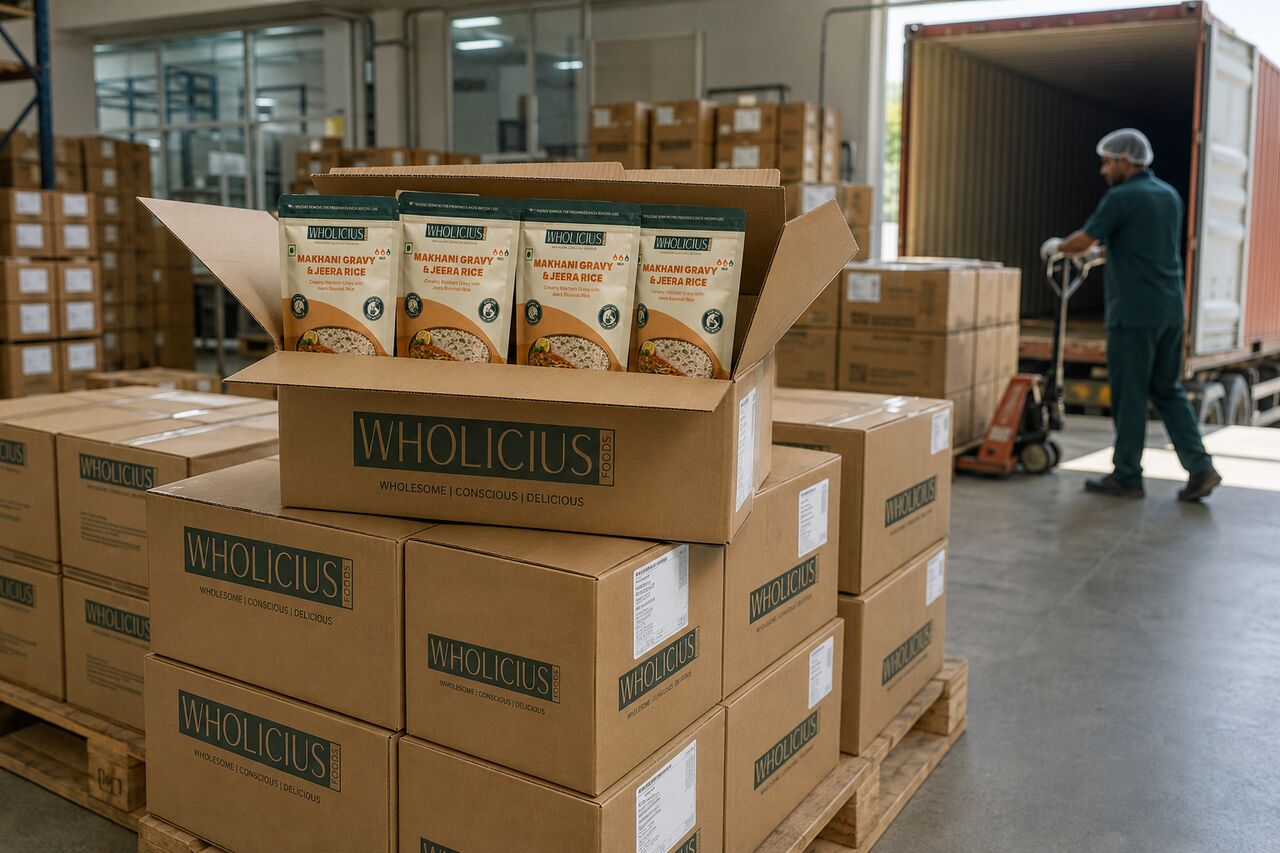 Packed cases, export-ready