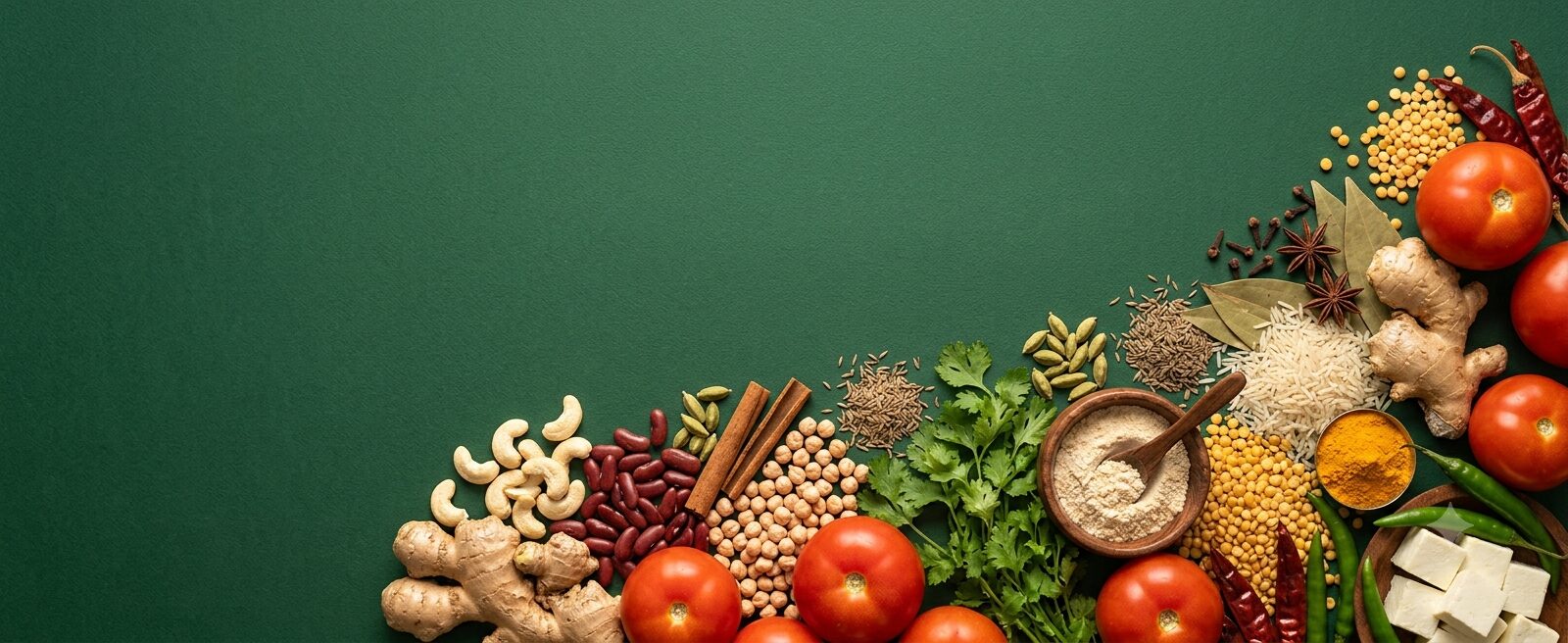 A flatlay of the real ingredients we cook with