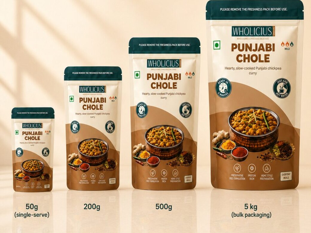 Pack formats from 50 g single-serve to 5 kg bulk