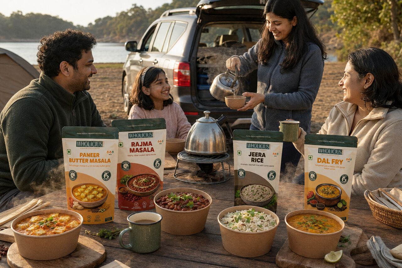 A family meal outdoors